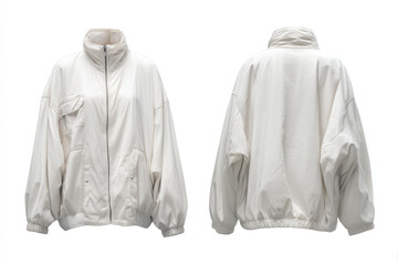 Oversized jacket is displayed showing front and back, feeling casual and stylish