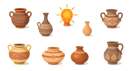 Pottery collection vector, Pottery shapes set, Pottery bowl vector, Pottery jar illustration, Clay pot vector, Ceramic jug vector, Pottery cup illustration, Rustic pottery set, Pottery silhouette vect