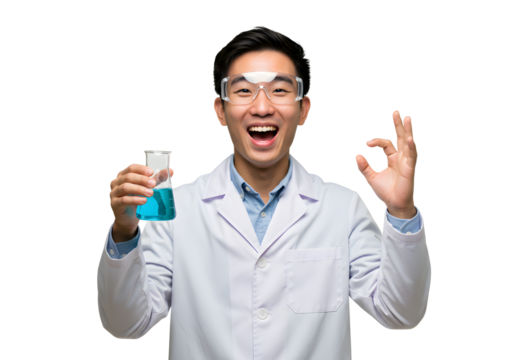 Asian Scientist OK with Experiment Result Chemistry Science Lab