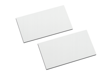 Two blank white cards isolated on transparent background, concept for branding, stationery, and graphic design
