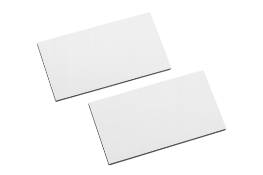 Two blank white cards isolated on transparent background, concept for branding, stationery, and graphic design