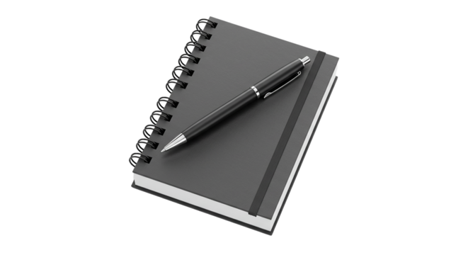 notebook and pen isolated on white background png