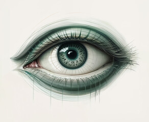Obraz premium Detailed Sketch of a Green-Toned Eye 