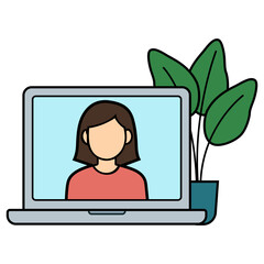 online meeting conference technology flat color vector illustration template design