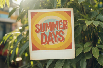 Vibrant 'Summer Days' Sign Set Against Lush Greenery in a Bright and Cheerful Atmosphere