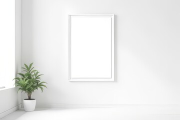 Empty White Room Mockup with Plant and Frame for Interior Design Inspiration