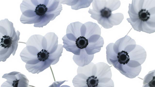 white flowers on blue background - Powered by Adobe