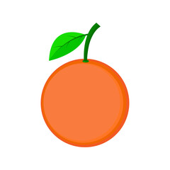 Flat Design Orange Fruit with Leaf Illustration