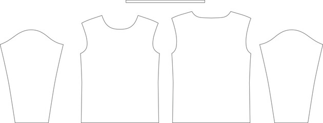 Basic Pattern Blocks for Long-Sleeved T-shirt. For fashion, apparel production, tech packs, schools, and mock-ups