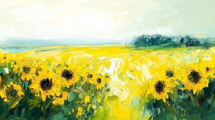 A picturesque sunflower field captured in vibrant hues.