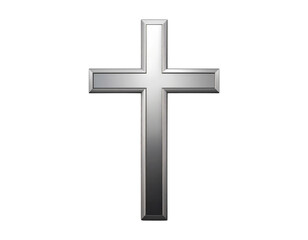 Elegant Silver Cross with a Matte Black Tip, isolated on white background