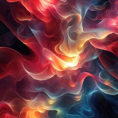 Abstract swirling, vibrant colors.  Dynamic, flowing forms create a sense of energy and movement