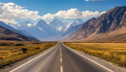 Fototapeta premium Scenic asphalt highway amidst high desert mountains