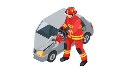 Rescuing a Car Crash Victim Using Hydraulic Rescue Tools
