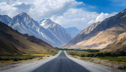 Naklejka premium Scenic asphalt highway amidst high desert mountains