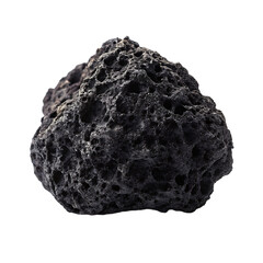 Close-up of a textured volcanic rock against a black background.