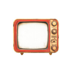  Vintage television with a blank screen, isolated on a transparent background
