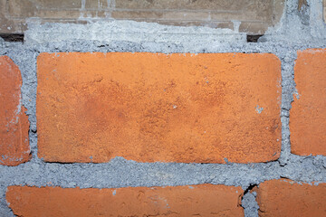 Realistic Red Clay Brick Wall with Cement Mortar Texture Background for Creative Design