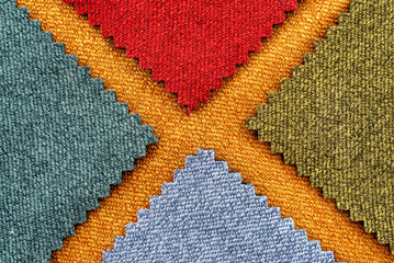 Palette of multi-colored pieces of genuine leather. Accessories for sewing. Leather material