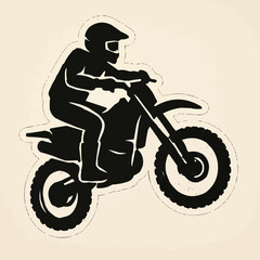 Fototapeta premium Dynamic silhouette of a man on a motocross bike, capturing the extreme speed and sport of a rider in mid-jump