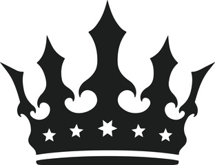 Luxury Crown Silhouette Vector Regal Emblem with Stars