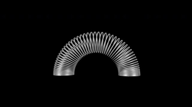 Slinky Toy Rotating on a Transparent Background. Seamless Loop. 4K