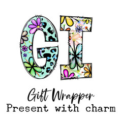 GI Gift Wrapper Present with charm floral design