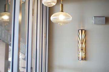 Stylish interior lighting enhances cafe atmosphere