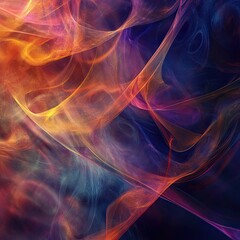 Obraz premium Abstract artwork featuring swirling, luminous colors in shades of orange, blue, and purple, creating a dynamic and ethereal effect