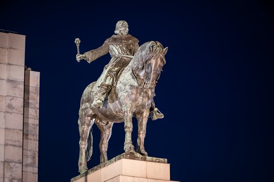Bronze statue of Jan Zizka at the National Monument at Vitkov hill, Prague