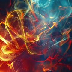 Abstract swirling fiery and icy smoke