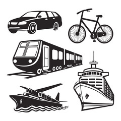 Obraz premium Set of 5 transportation icons vector