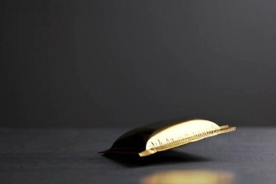 condom in gold packaging is falling
