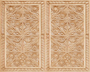 Pattern of flower carved on wood background