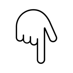A pointing down outline icon, suitable for direction apps or guidance interfaces