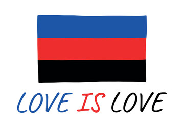 Colorful Polyamory pride flag Happy pride day LGBTQ community Pride Month Vector hand drawn doodle for posters, stickers, logo, cards