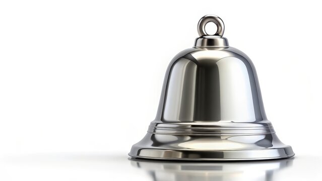 High detailed image of silver bell isolated on white background
