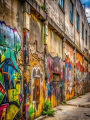 Fototapeta premium Street wall with graffiti and urban textures