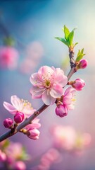 delicate pink petals unfurl from branch