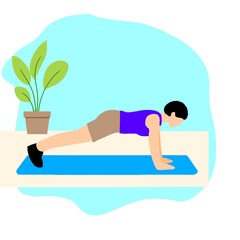 Illustration indoor exercise training, indoor fitness 