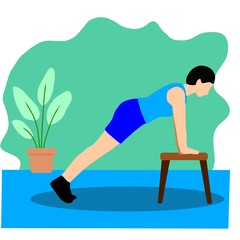 Illustration indoor exercise training, indoor fitness 
