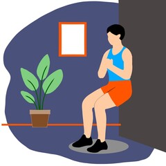 Illustration indoor exercise training, indoor fitness 