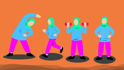 Illustration indoor exercise training, indoor fitness 