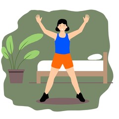 Illustration indoor exercise training, indoor fitness 
