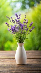 Lavender flowers in a simple white vase