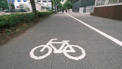 bicycle lane sign in yokohama city