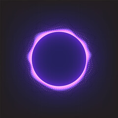 Glowing abstract purple circle with particle light effects on dark background, suitable for sci-fi, digital art, or modern tech designs.