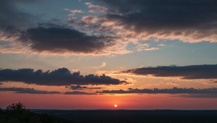 Fototapeta premium A breathtaking view of sunset with dramatic skies.