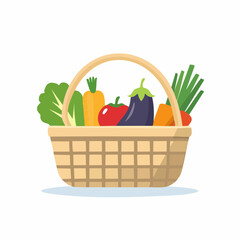 Fresh Produce Basket: A meticulously illustrated basket brimming with a vibrant array of fresh, healthy vegetables, a testament to the beauty and bounty of nature's garden.