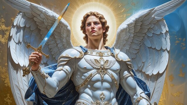 Archangel Michael fantasy art background, mighty warrior angel